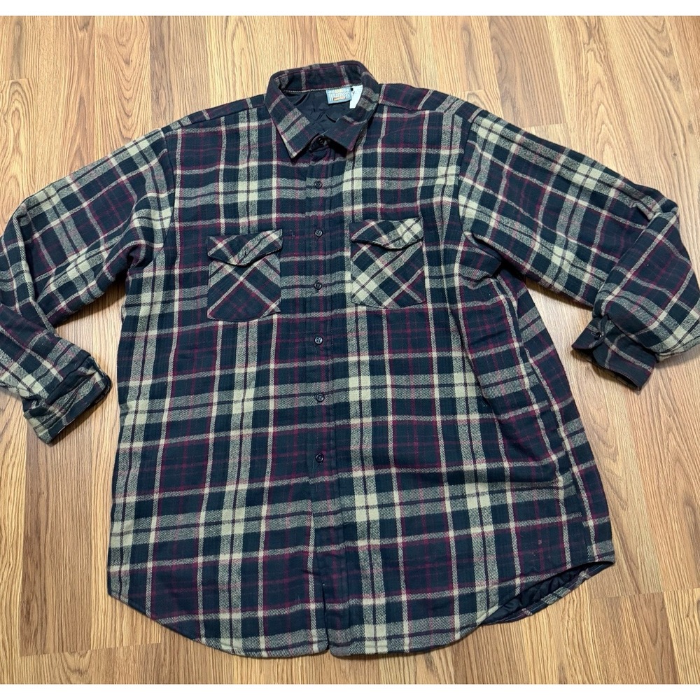 Ozark Wilderness Outfitters Flannel Shirt Jacket Mens XL Quilted Made in USA